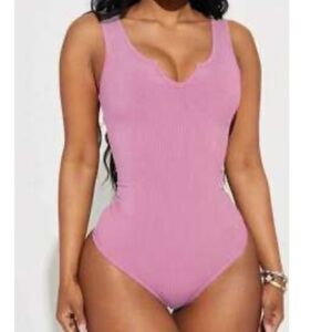 SHEIN bubblegum Pink sleeveless ribbed Bodysuit Slayr medium new without tags M